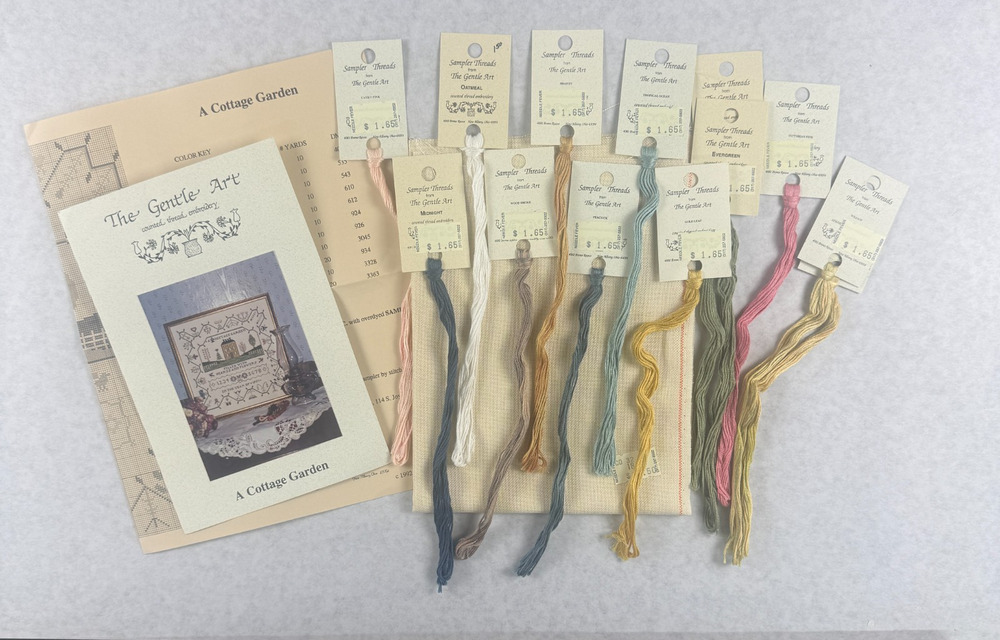 Gentle Art A Cottage Garden Cross Stitch Kit Complete Sampler Threads 32ct Linen